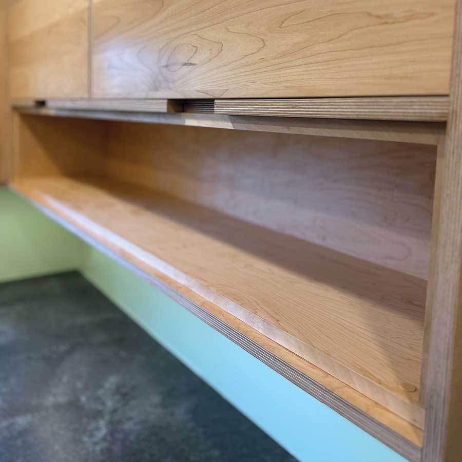 closeup of kitchen cabinets designed by Gray Gatlin Deisgn
