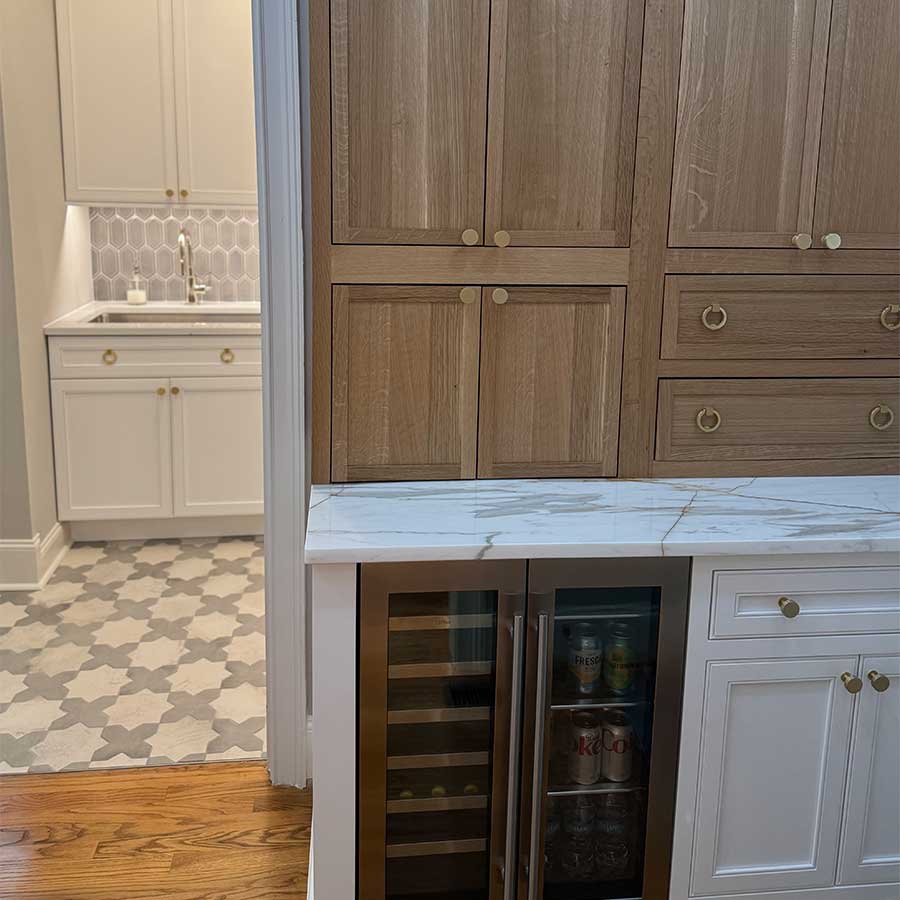wine fridge and entry to laundry designed by Gray Gatlin Deisgn